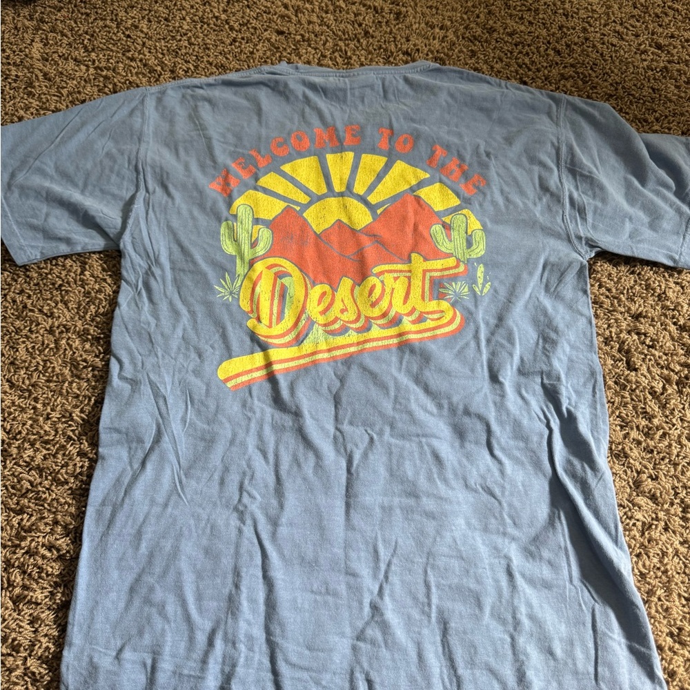Unisex welcome to the desert 🏜️ Blue Graphic T-Shirt medium NWOT